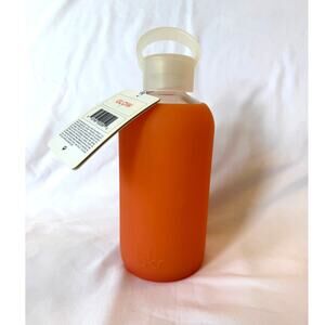 NWT Glow Orange bkr Glass Water Bottle and Silicone Sleeve Little 500ml/ 16oz.